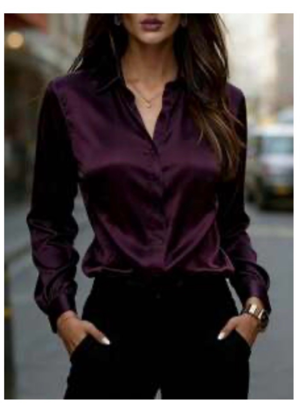 Classic Women's Button-Down Shirt in Deep Plum